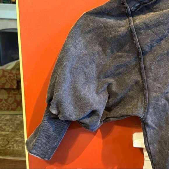 Blue Velvet Black Mineral Washed Hooded Jacket with White Drawstrings- Size M - Picture 3 of 9